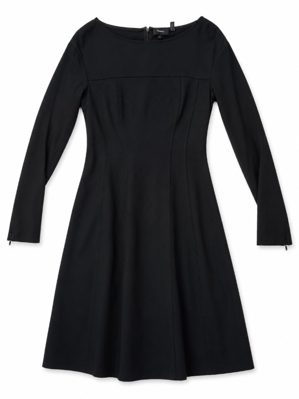 Theory Black Valentina Knit Scuba Fit & Flare Dress M